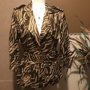 Robert Louis Jacket. Gold Metallic Tiger print